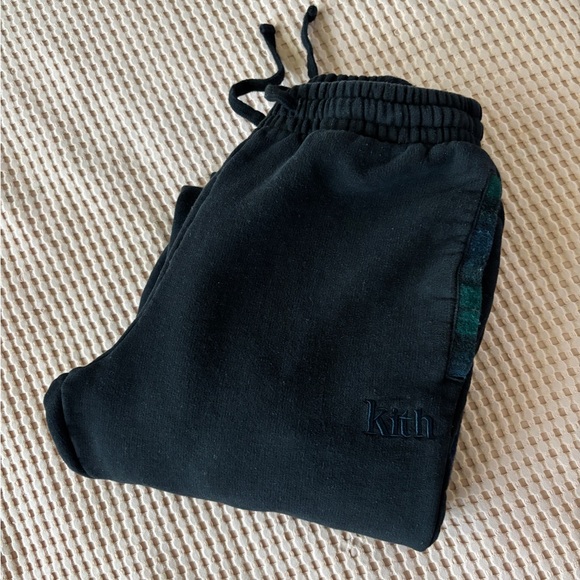 Kith sweatpants joggers black with plaid XS - Picture 1 of 7